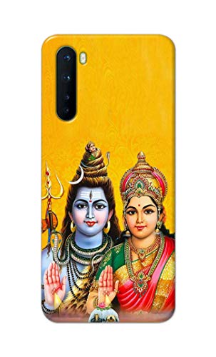 Image of PRINTFIDAA Lord Shiva Parvati Yellow Background Printed Designer Hard Back Case Cover for OnePlus NORD (2020 Model), OnePlus Z -(SF) MVN1008