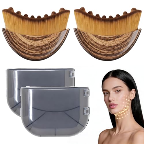 Lymphatic Contour Face Brush,Lymphatic Drainage Brush with Super Soft Bristles,Lymphatic Face Brush to Reduce Puffiness & Define Jawline,Face Sculpting Brush with Hypoallergenic Ergonomic (Beige)