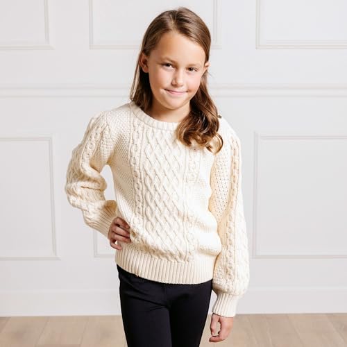 Image of Hope & Henry Girls Cable Front Pullover Sweater