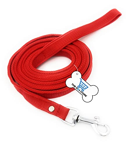 Image of Dog Training Lead 10.FT Long Rope Cotton Nylon Webbing Recall Obedience Line Leash for Pet Best for Small to Medium Breed Dogs (10.Feet Leash & Collar 0.75 inch, Red)