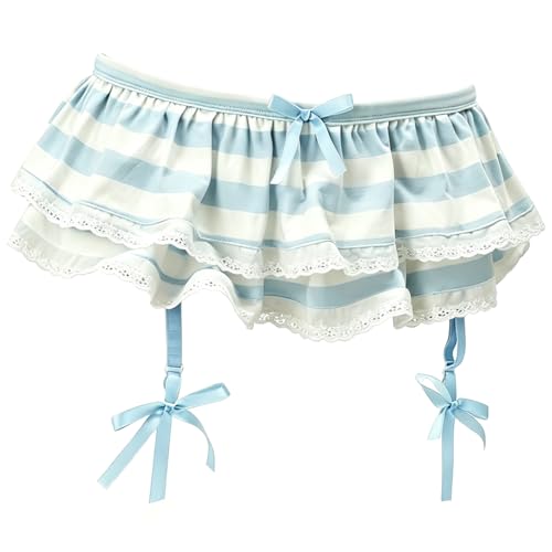 Image of Japanese Striped Panties Bikini Cotton Anime Blue Pink Cosplay Underwear 2 Pack Briefs