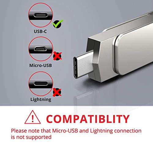 Image of MOSDART 128GB USB C 3.2 Fast Speed C and A Dual Flash Drive, exFAT Memory Stick with Keychain Loop, for iPhone 15,16,17, Android Phone, iPad, MacBook, Silver(Pack of 2)