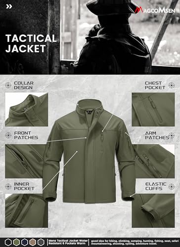 Magcomsen Mens Rain Jacket Tactical Jacket For Men Windbreaker Men Water Resistant Jacket Softshell Jackets Army Green thumb #5