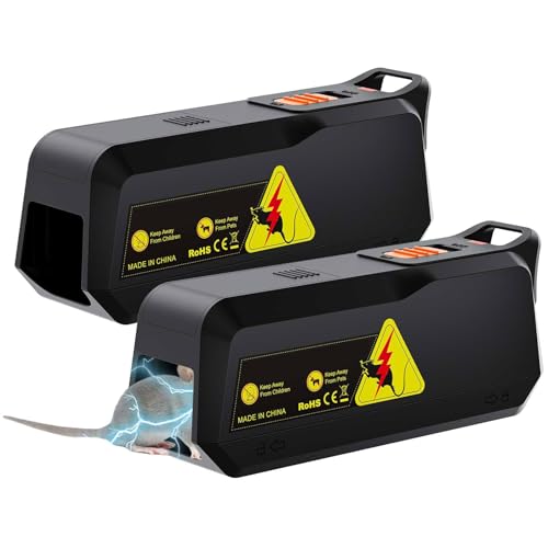 Electric Mouse Trap Zapper Electronic Mice Killer Humane Mouse Traps Indoor for Home with High Voltage Small Mouse Catcher for Kitchen Garage Lumber Room Battery or Plug in Reusable