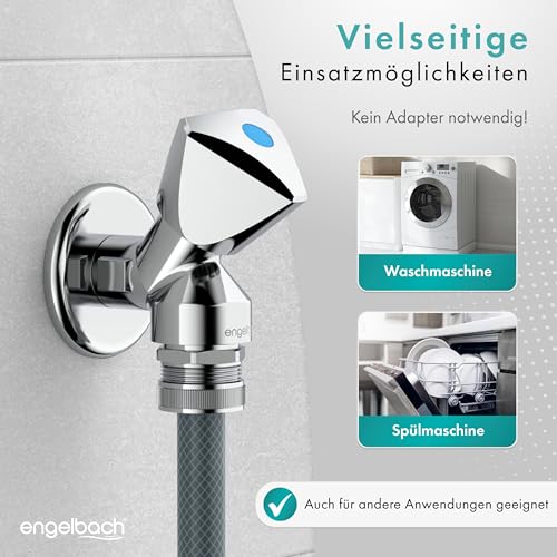 Engelbach® Universal Geräteventil selbstdichtend - für Waschmaschine, Spülmaschine & Co. - Geräteanschlussventil mit Rückflussverhinderer & Rohrbelüfter