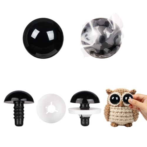 Image of MUCUNNIA 20pcs 45mm Upgraded Black Safety Eyes for Crocheting with Washers