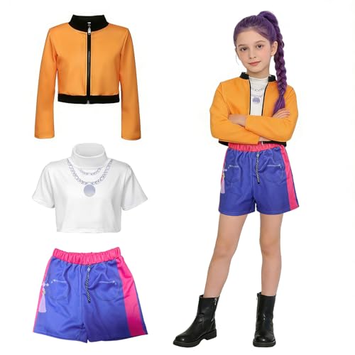 Bocguy Disfraz de Anime para Niños, Disfraz de cosplay para Niños con Chaleco, Chaqueta, Pantalones Cortos/Faldas de banda para Carnaval Halloween, Juego (Style 2, 130)