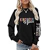 Generisch Women's Sweatshirt with Positive Message, Pullover with 'Kindness is Free' Print, Long Sleeve Shirt with Statement Print on the Sleeve, style_n02 black, XL #1