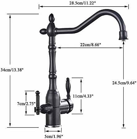 Faucets Kitchen Sink Faucet for Bar Farmhouse Commercial, Gold Kitchen Filter Pure Water 360 Rotation Kitchen Sink Crane, Dual Handle Dual Water Function Mode Filter Mixer Taps(Chrome)