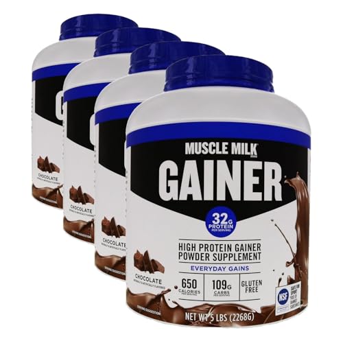 Image of Muscle Milk Gainer Protein Powder, Chocolate, 32g Protein, 5 Pound (Pack of 4)