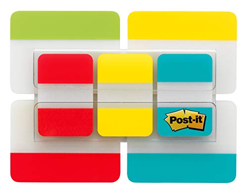 Post-it Pacote com abas, cores primárias sortidas, tamanhos de 2,54 e 5 cm, pacote com 114 abas/paco