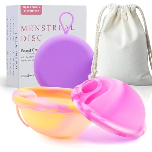 Ketliyaze 2 piezas de disco menstrual, disco menstrual reutilizable, fuga a prueba de tazas menstruales hechas de silicona, para mujeres activas, natación e intimidad （S+L）