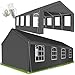 tectake Partyzelt 4x8, Gartenpavillon, Gartenzelt mit wasserdichte Plane, Festzelt mit UV-Schutz, Eventzelt mit Fenstern, Pavillon für Garten, Festival, Hochzeit, Party, Camping - grau