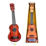 WISHKEY Guitar Toy 4 Strings Acoustic Music Toys for Kids, Educational Toy Guitar for Beginners, Musical Instrument for Kids, Learning Musical Toy, Sound Toys, 6+Years, Brown, 22' (Pack of 1)