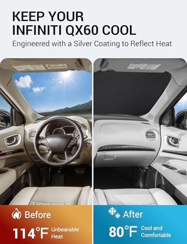 Image of Proadsy 2026 Upgrade Front Windshield Sun Shade Foldable Sunshade Protector Custom Fit 2014-2021 Infiniti QX60 Accessories