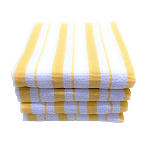 Williams Sonoma Classic Stripe Kitchen Dish Towels, Set of 4, Cotton (Lemon Yellow)