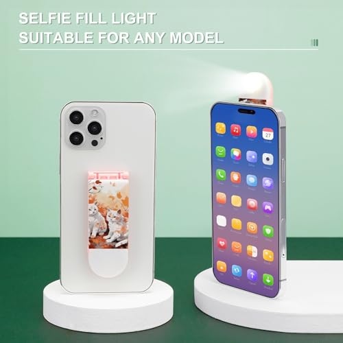 Chats assis ensemble sur support téléphone rechargeable avec lumière selfie - 4