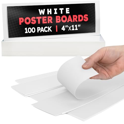 Image of Hygloss Small Poster Board 4x11 - 100 Count Bulk Pack - 10 Pt. Thickness White Poster Board Paper for Projects, Presentations, Displays, Signs, Crafts - Blank Posterboard Multipack 4 inch x 11 inch