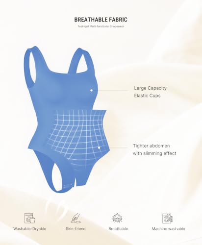 Image of FeelinGirl Bodysuit Seamless Square Neck Tummy Control Shapewear Bodysuit