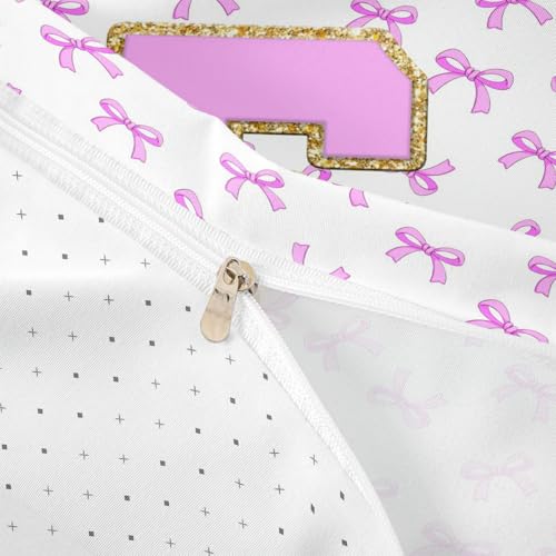 Housse de couette monogramme lettre F en microfibre douce violette - 7