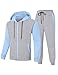 Babioboa Men's Tracksuit Casual Hooded Set 2 Piece Full Zip Sweatsuit Jogging Suit Fashion Streetwear(Light Blue,L)