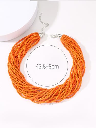 Bohemia Multilayer Seed Beads Choker Necklace Colorful Retro Crystal Beads Stackable Necklace for Women Summer Beach Hawaiian Vacation Holiday Ethnic Jewelry Gifts2