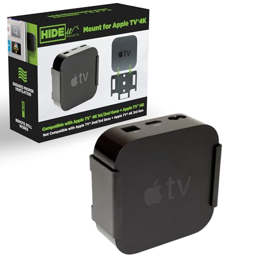 HIDEit Mount for Apple TV 4K - Apple TV Wall Mount Compatible with 1st and 2nd Gen