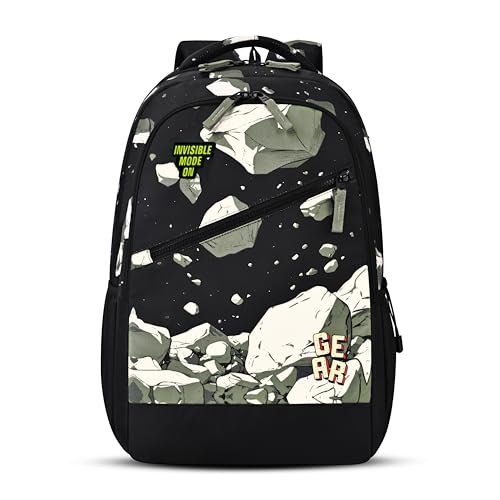 Image of Gear Lost In Space 17 inch /30L Large Water Resistant School Bag | Casual Backpack | Daypack | Travel Backpack | Kids Bag for Boys /Girls (Black - Black)