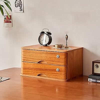 ntumLeap Lockable Wooden Desk with 2 Drawers,Multi-Tiered File Cabinet for Office Supplies & Document Nization,Perfect Storage Solution for Home Office Use,