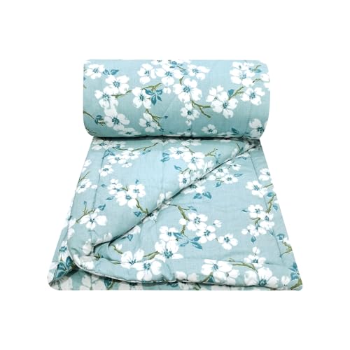 Image of MORADO Glace Cotton AC Comforter /Blanket /Quilt for Double Bed | Ultra Soft & Lightweight | All Season Reversible Comforter | Cozy Bedding for Home & Hotel | Size 90x100 Inches,White Jasmine,Double