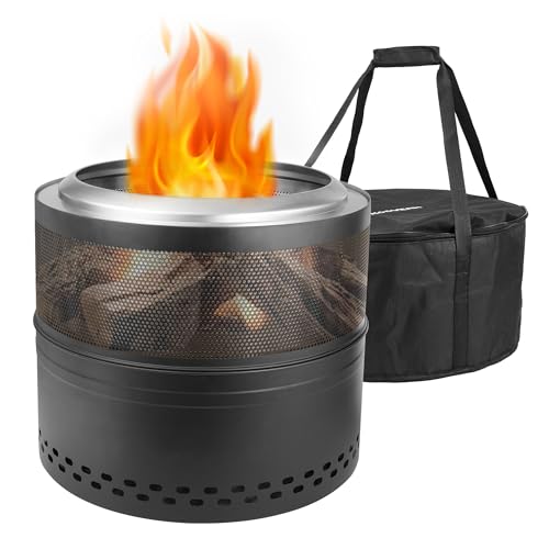 FIRCPIT Outdoor Smokeless Fire Pit, 20'' Portable FirePits for Camping, Smokeless FirePit for Outside with Carry Bag, Wood Burning Stove, Stainless Steel,Black FIRCPIT Outdoor Smokeless Fire Pit, 20'' Portable FirePits for Camping, Smokeless FirePit for Outside with Carry Bag, Wood Burning Stove, Stainless Steel,Black