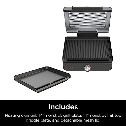 Ninja Griddle and Indoor Grill, 14’’, Electric Grill, For Steak, Burgers, Salmon, Veggies, and More, Pancake Griddle, Nonstick, Dishwasher Safe, 500F, Even Cooking, Silver, GR101 by Ninja - Image 9