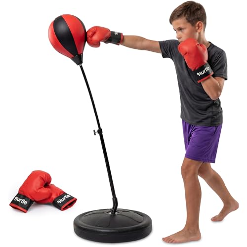 Punching Bag for Kids with Stand 3FT Adjustable Boxing Set with Permium Gloves Freestanding Reflex Punching Bag Easy Assembly Kids Boxing Equipment for Active Play and Training