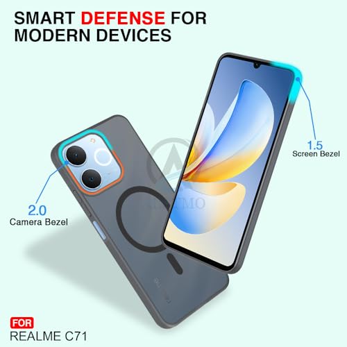 Image of AESTMO Realme C71 5G Back Cover | Slim Hard Shell | Matte Frosted Hard Back Translucent Back Cover for Realme C71 5G (Compatible with MagSafe Accessories, Black)