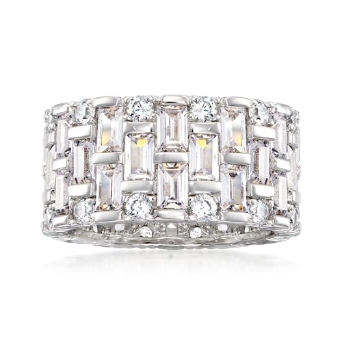 Ross-Simons 5.50 ct. t.w. Baguette and Round CZ Eternity Band in Sterling Silver