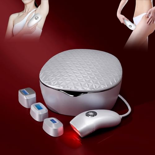 Dispositivo de depilación con sistema de enfriamiento, con 4 cabezales de lámpara diferentes, 7 velocidades, 42J, depilación rápida e indolora, para mujeres, hombres, línea del bikini y axilas