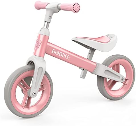Bobike Toddler Balance Bike Toys for 1 to 3 Year Old Girls Boys Adjustable Seat and Handlebar No-Pedal Training Bike Best Gifts for Kids (Pink)