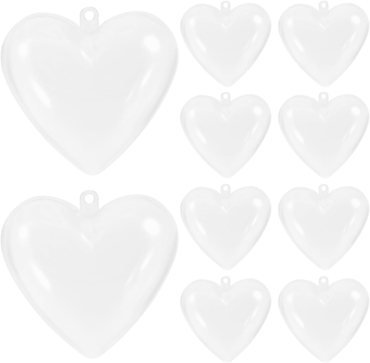 LUOEM 10pcs Fillable Heart Ornaments,2.36 in Clear Plastic Heart Ball Ornaments for Small Items, Valentine's Day, Birthday, Wedding, Christmas Decoration