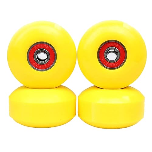 Roues de planche à roulettes 52mm jaune anti vibration avec roulements fluides ABEC9