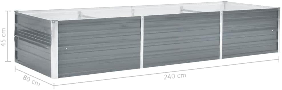 Garden Raised Bed Galvanized Steel,Gardening Supplies,Vegetable Planters,Vertical Planter,Herb Planting Box,with Safety Edge Fold,for Vegetable,Flower,Herb,Lawn,Yard,Patio,94.5"x31.5"x17.7" Gray