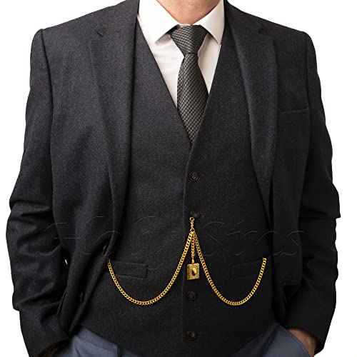 Cadena de reloj de bolsillo Albert con medallón dorado de 8 pulgadas para chaleco 2