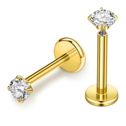 AceFun Labret Piercing Joyería Titanio Plata Piercing de Labios Rosca Interna Helix Tragus Piercings Joyería para Mujeres Hombres Anillos Varios CZ 4mm Concha Knorpel Pendiente Longitud de Barra 8mm