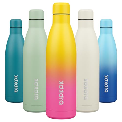 Image of BJPKPK 25 oz Insulated Stainless Steel Water Bottle, Metal Sports Flask | Double Wall Vacuum, Leak Proof, Keeps Hot /Cold, BPA Free, Dishwasher Safe, Cupholder Friendly, Travel, Rainbow
