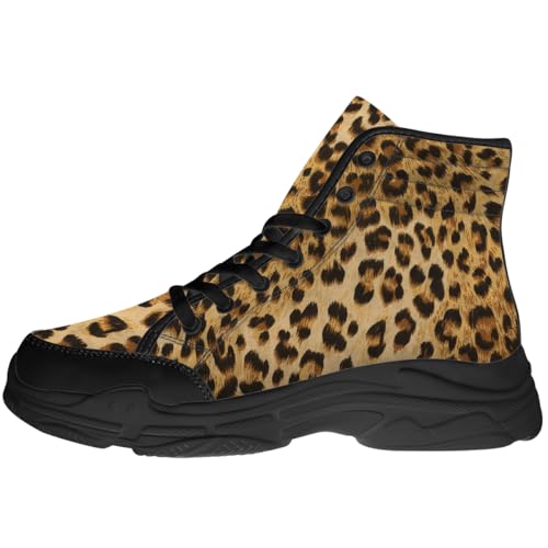 Leopard Print Shoes Women Men Lace Up High Top Canvas Sneakers Gifts for Her Him
