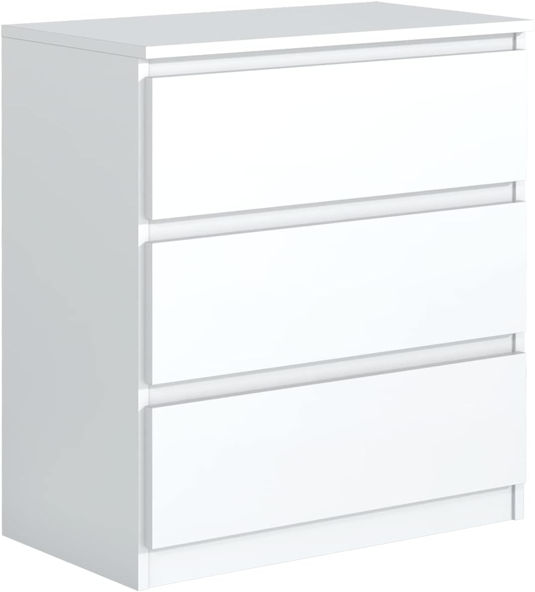 Commode Blanche 3 Tiroirs - Meuble De Rangement Chambre, Salon Ou Salle De Bain | Dimensions 70x40x75 Cm | Gain De Place Et Design Minimaliste