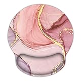 Britimes Ergonomic Mouse Pad with Wrist Support Marble Pretty Pink Non-Slip Rubber Base Mousepad for Home Office Gaming Working Computers Laptop Easy Typing & Pain Relief
