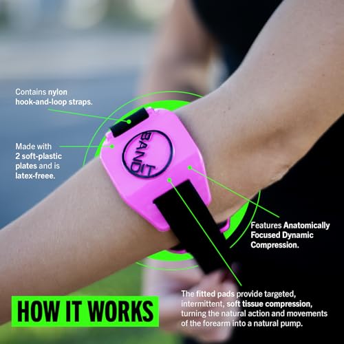 Image of BandIT PINK - Compression Arm Band for Elbow & Forearm - Helps Relieve Pain & Swelling - For Carpal Tunnel, Tendonitis, Tennis & Golfers Elbow, Sprains, Arthritis & More - Latex-Free - One Size Fits