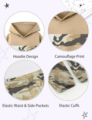 Image of Boys Clothes Boy Outfits 2-Piece Long Sleeve Hoodie and Camouflage Pants Boys Fall Winter Clothes for 6-16 Years