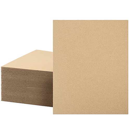 Image of Mat Board Center, 50 Corrugated Cardboard Sheets 8x10 Inches Flat Card Board Inserts for Packing, Shipping, Mailing, DIY Crafts