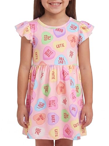 Image of Unique Baby Girls' Short Sleeve Everyday Printed Dresses for Kid and Toddler, Sizes 2T-12Y
